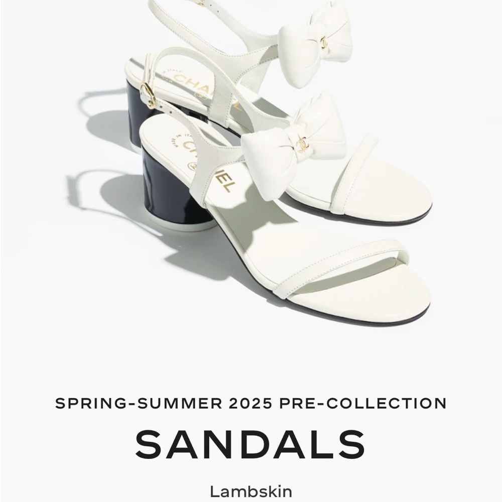 Chanel White Lambskin Sandals